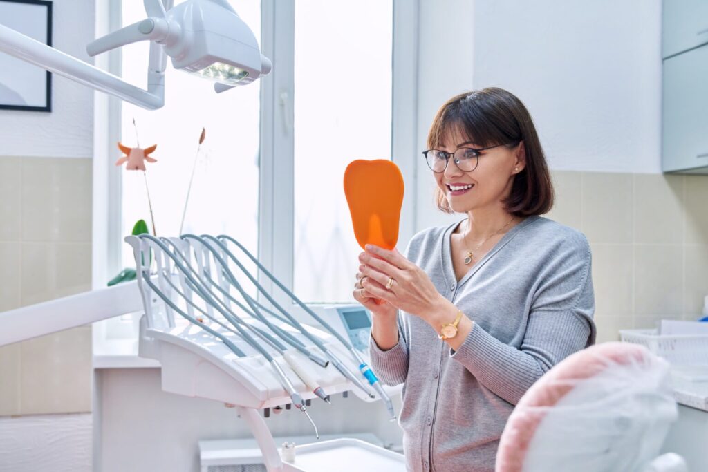 Patient at a routine dental checkup